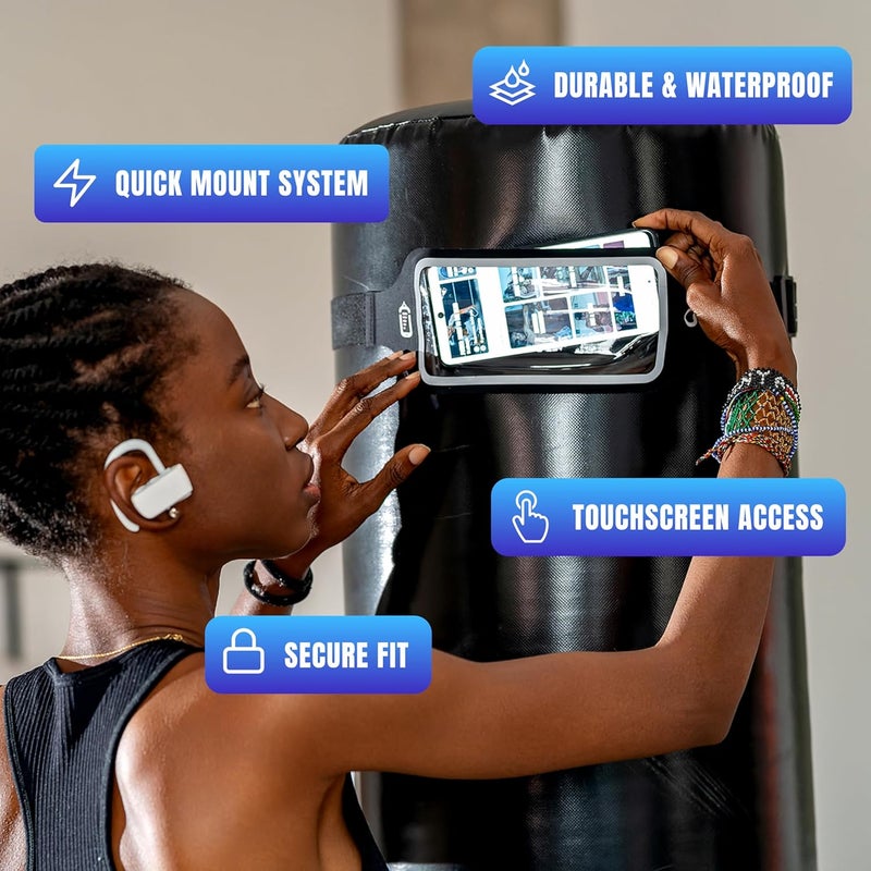 PunchLab Heavy Bag Phone Holder Strap – Punch Tracking Accessory for Boxing & Fitness, Fits Hanging & Standing Bags, Tracks Punch Power, Count & Progress, Works with App (No Subscription) - Image 3